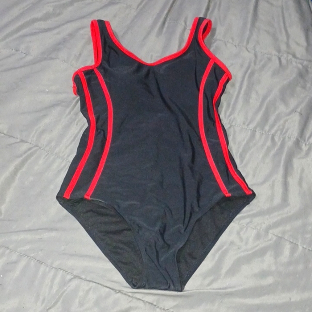 Black Swimsuit with Red Accents